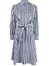 Polo Ralph Lauren Embroidered Poplin Shirt Dress With Belted Waist In Blue