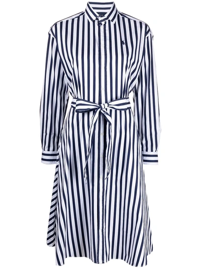 Polo Ralph Lauren Striped Cotton Poplin Shirt Dress In Navy