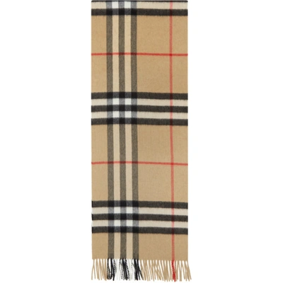 Burberry + Net Sustain Fringed Checked Cashmere Scarf In Archive Beige