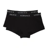 VERSACE TWO-PACK BLACK LOGO BAND BOXER BRIEFS