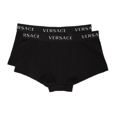 Versace Two-pack Black Logo Band Boxer Briefs