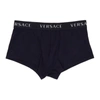 VERSACE NAVY LOGO BAND BOXER BRIEFS