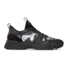 Valentino Garavani Rockrunner Camouflage Sneakers In Grey,black,silver