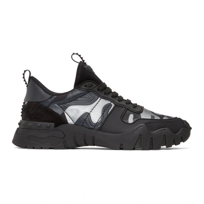 Valentino Garavani Rockrunner Camouflage Trainers In Grey,black,silver