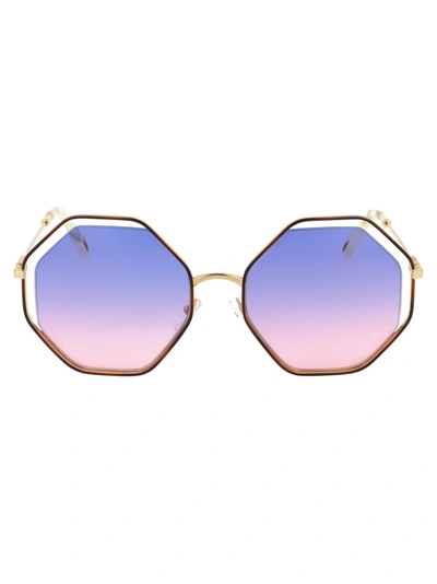 Chloé Poppy Geometric-frame Sunglasses In Gold