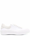 Alexander Mcqueen Suede-trimmed Canvas Exaggerated-sole Sneakers In White