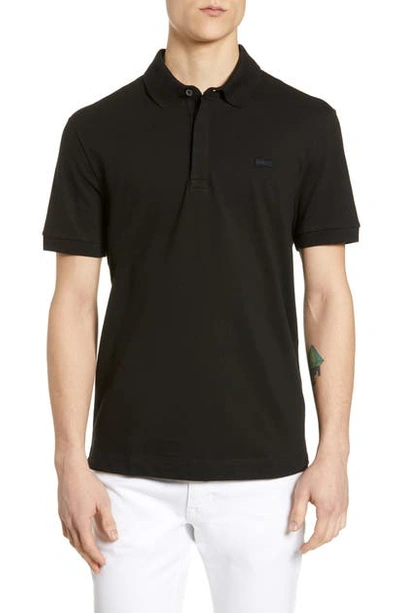 Lacoste Paris Regular Fit Stretch Polo In Black