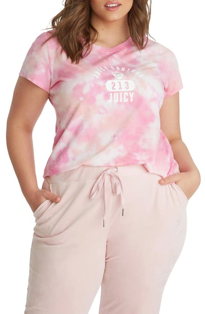 Juicy Couture Plus Size Tie Dye Crew Neck Tee Top In Pink
