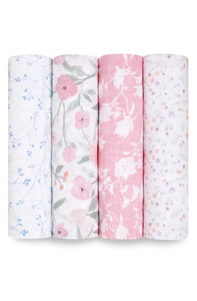 Aden + Anais Set Of 4 Classic Swaddling Cloths In Ma Fleur