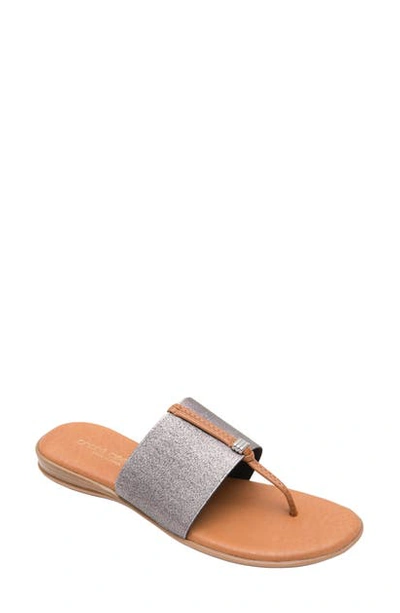 Andre Assous Nice Sandal In Pewter Fabric
