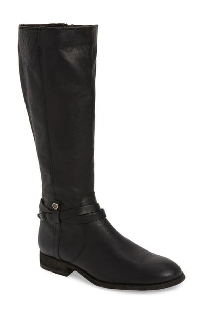 Frye Melissa Belted Knee-high Riding Boot In Black Leather