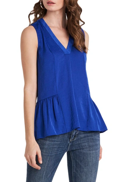 Vince Camuto Sleeveless Rumple Ruffle Blouse In Cobalt Volt