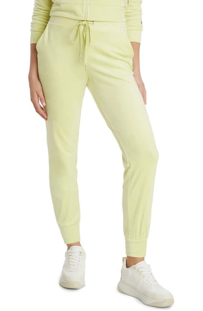 Juicy Couture Drawstring Velour Joggers In Candy Green