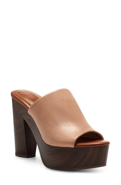 Jessica Simpson Women's Shelbie Block Heel Platform Mules Women's Shoes In Totally Natural