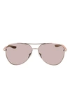 Nike City 61mm Mirrored Aviator Sunglasses In Rose Gold / Gold