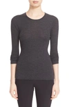 Theory 'mirzi' Rib Knit Merino Wool Sweater In Charcoal Melange