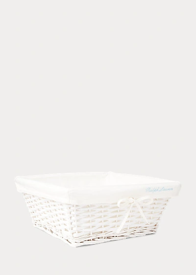 Ralph Lauren Baby Large Wicker Basket In White