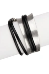 Saachi Black Gladiator Wrap Leather Bracelet In Black