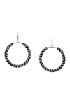 Olivia Welles Eira Silver And Black Hoop Earrings In Silver-black
