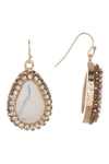 Olivia Welles Alia Double Halo Set Simulated Stone Drop Earrings In Gold-white
