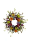 Nearly Natural 24in Spring Garden Wreath In Multi