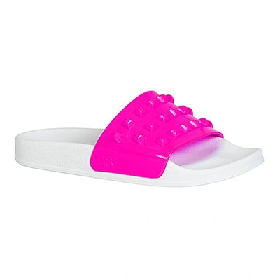 Carmen Sol Franco White Slides In Fuchsia