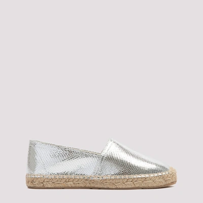 Isabel Marant Canae Metallic Snake-effect Leather Espadrilles In Silver