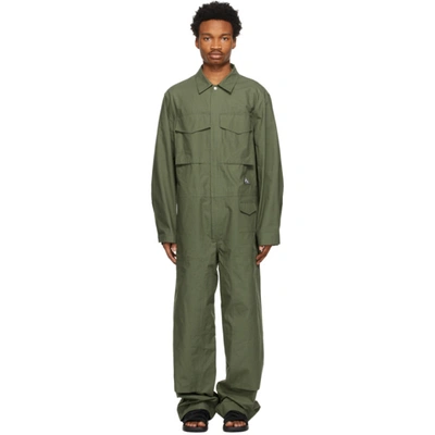 Jil Sander Khaki Workwear Jumpsuit In Green