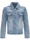 Casablanca Blue Denim Monogram Vintage Wash Jacket In Blu