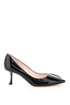 Roger Vivier Womens Black Viv' In The City Pointed-toe Patent Leather Courts 5 In Nero