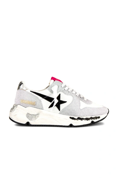 Golden Goose Running Sole Nylon Upper Checkered Glitter Toe And In Grey