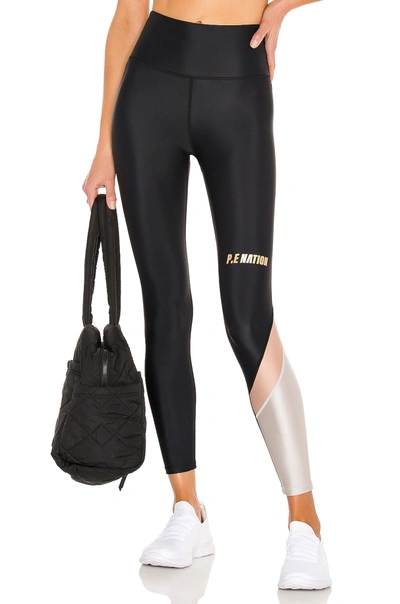 P.e Nation Sweeper Colour-block Recycled Stretch Leggings In Black