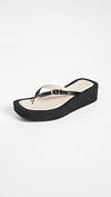 Jacquemus Les Tatanes Lin Leather Platform Flip Flops In Black