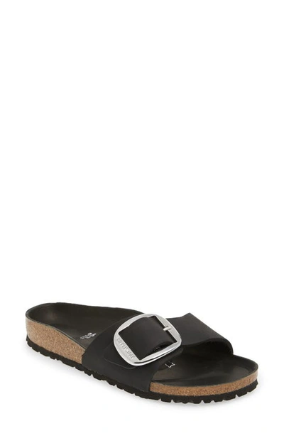 Birkenstock Womens Madrid Big Buckle Oiled Leather In Black Patent