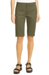 Vince Mid-rise Cotton Bermuda Shorts In Tea Leaf