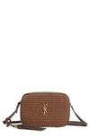 Saint Laurent Lou Medium Ysl Monogram Raffia Camera Bag In Brown