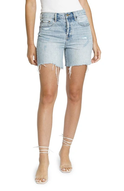 Pistola Devin Distressed High Waist Cutoff Denim Shorts In Aloe Vintage