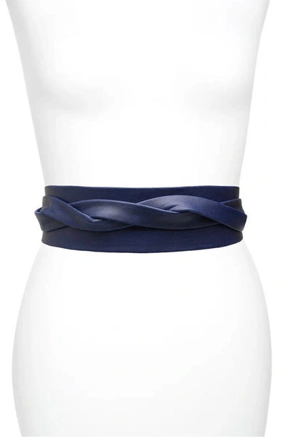 Ada Classic Leather Wrap Belt In Marine