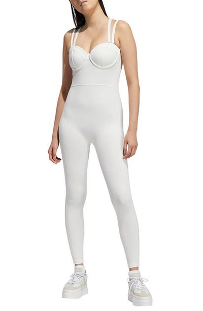 Adidas X Ivy Park 3-stripes Knit Tight Jumpsuit In Core White