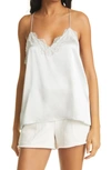 Cami Nyc The Racer Lace Trim Silk Camisole In Frost