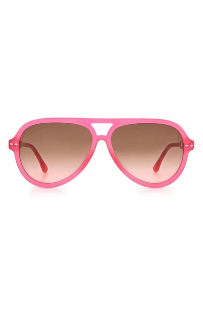Isabel Marant 59mm Gradient Aviator Sunglasses In Fuchsia/ Brown Pink Gradient