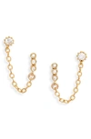 SET & STONES MAVEN DOUBLE STUD CHAIN EARRINGS,SS269G