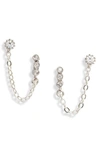 Set & Stones Maven Double Stud Chain Earrings In Silver
