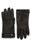 BURBERRY TB MONOGRAM QUILTED CASHMERE LINED LEATHER GLOVES,8024983
