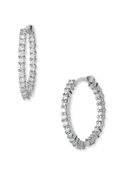 Roberto Coin 18k White Gold Diamond Inside-out Hoop Earrings