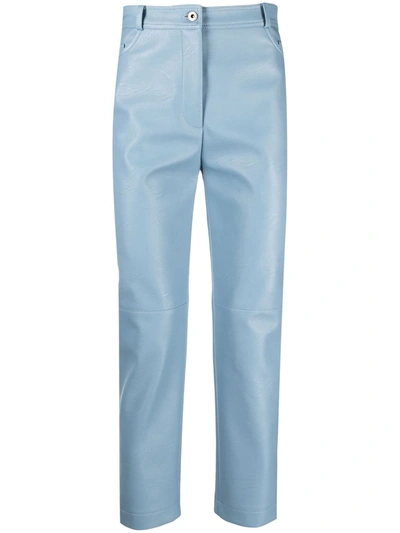 Stella Mccartney Faux-leather Straight-leg Trousers In Blue
