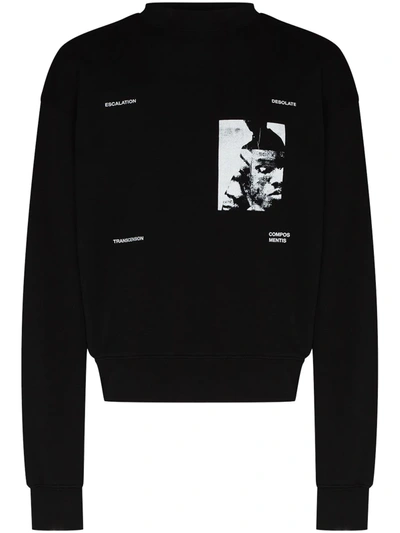 Heliot Emil Graphic-print Crew-neck Sweatshirt In Black