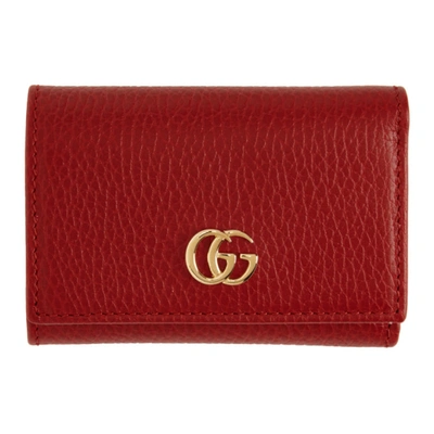 Gucci Red Medium Gg Marmont Wallet In 6433 Hibiscus Red