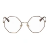 Chloé Gold & Tortoiseshell Joni Octagonal Glasses In 008 Havana