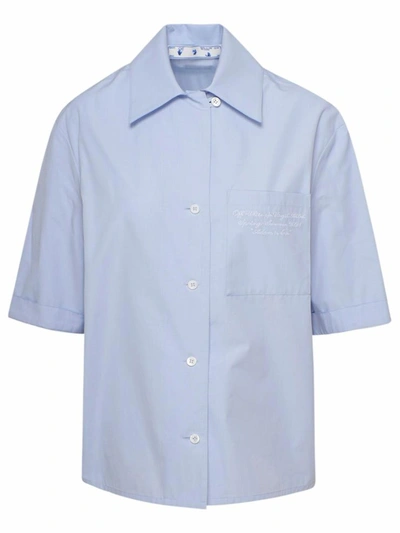 Off-white Camicia Bowling Azzurra In Blue